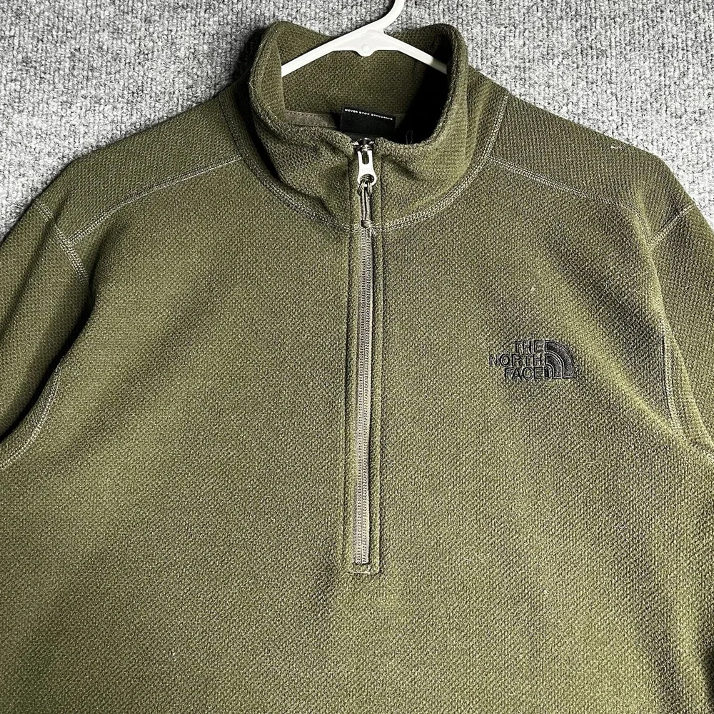 The North Face Quarter Zip Fleece Pullover Sweater Men M Green Outdoor Logo